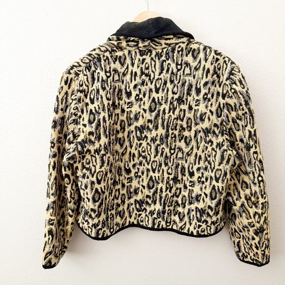 CASUAL CORNER & CO | Vintage Cotton Leopard Print Jacket Coat Thick | Size Large - Picture 6 of 6